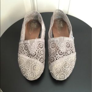 Toms Taupe Lace Flats